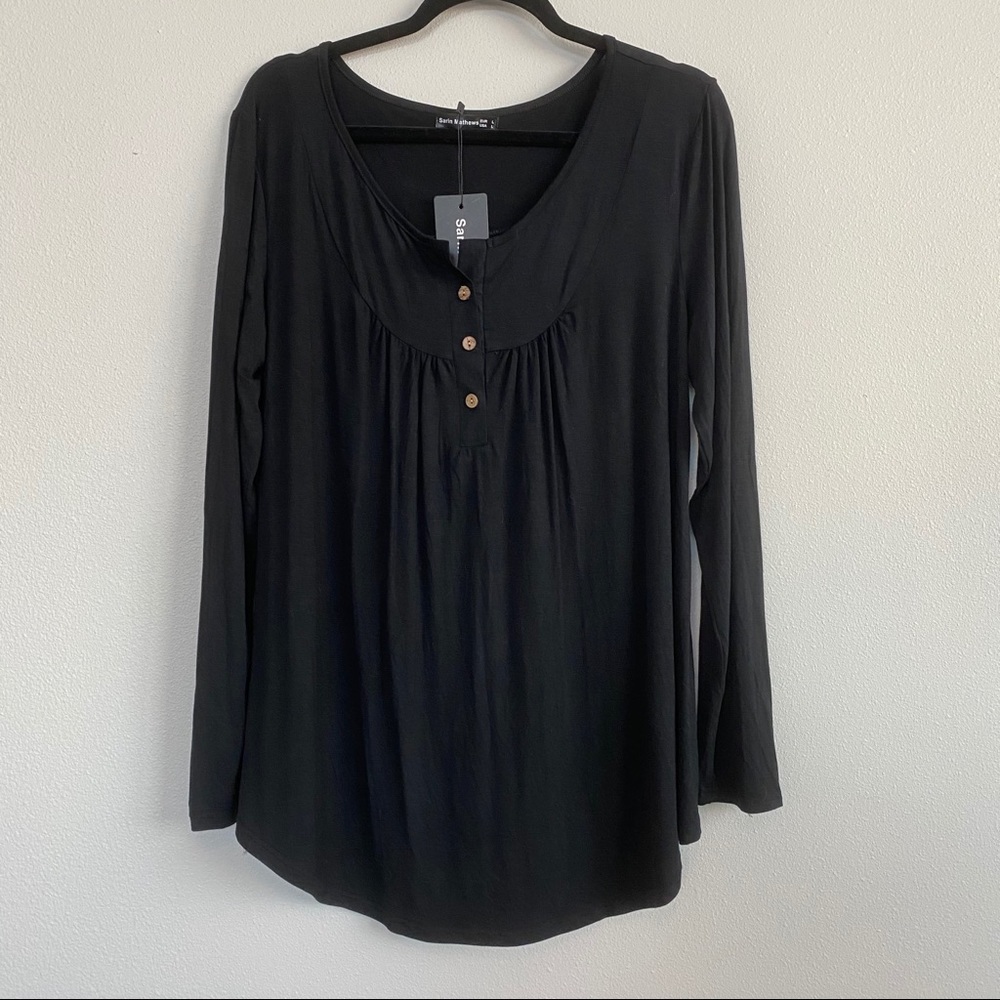 Sarin Mathews Black Flowy Top - NWT